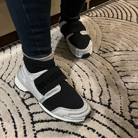 CHANEL SNEAKERS SOCK BOOTIE GLITTER RARE 9.5 41 9 SPACE SHOES NEW WITH BOX ETC! - Picture 14 of 16